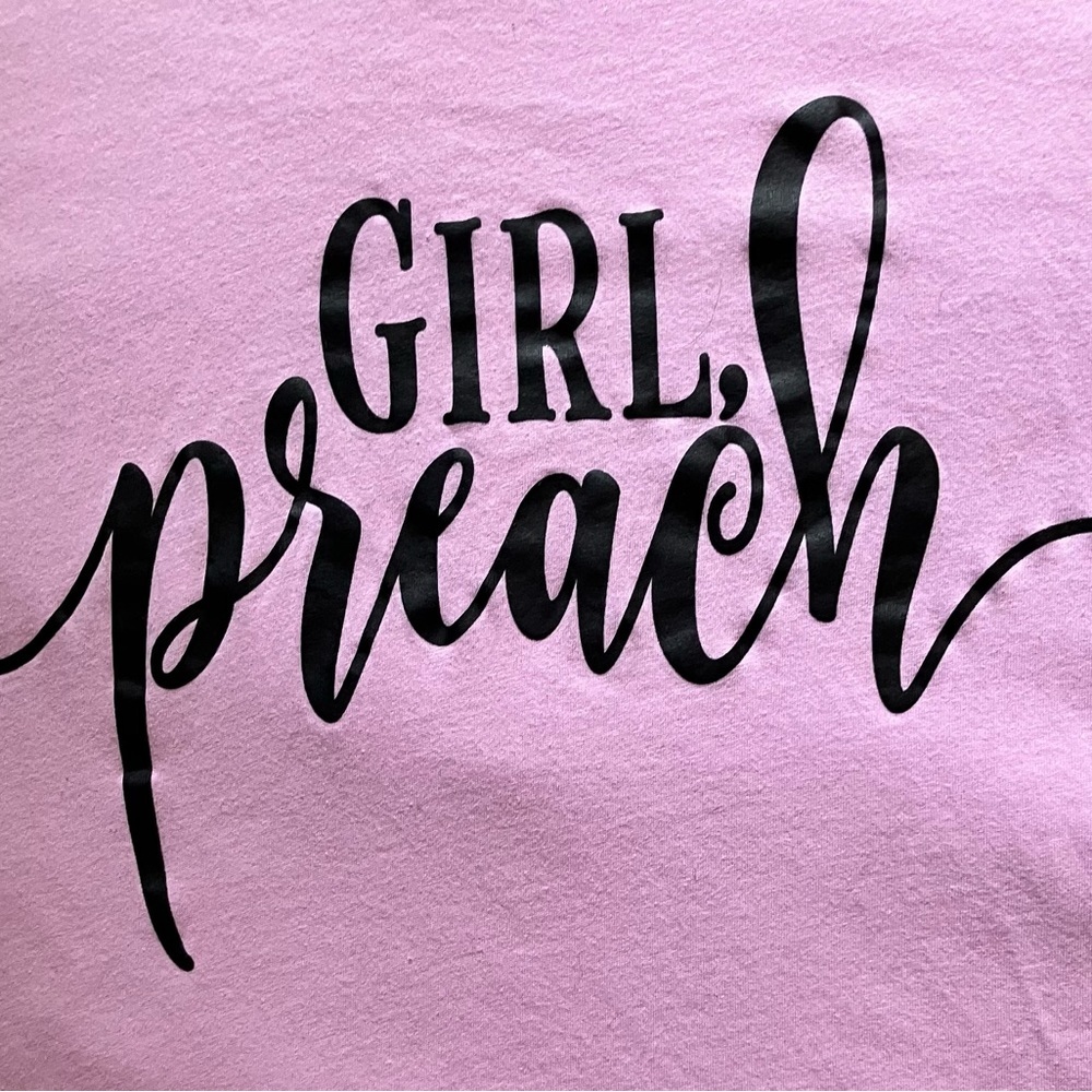 Bella Canvas LA Womens Graphic Tee “Girl, Preach!” In Pale Pink sz M - Picture 2 of 4